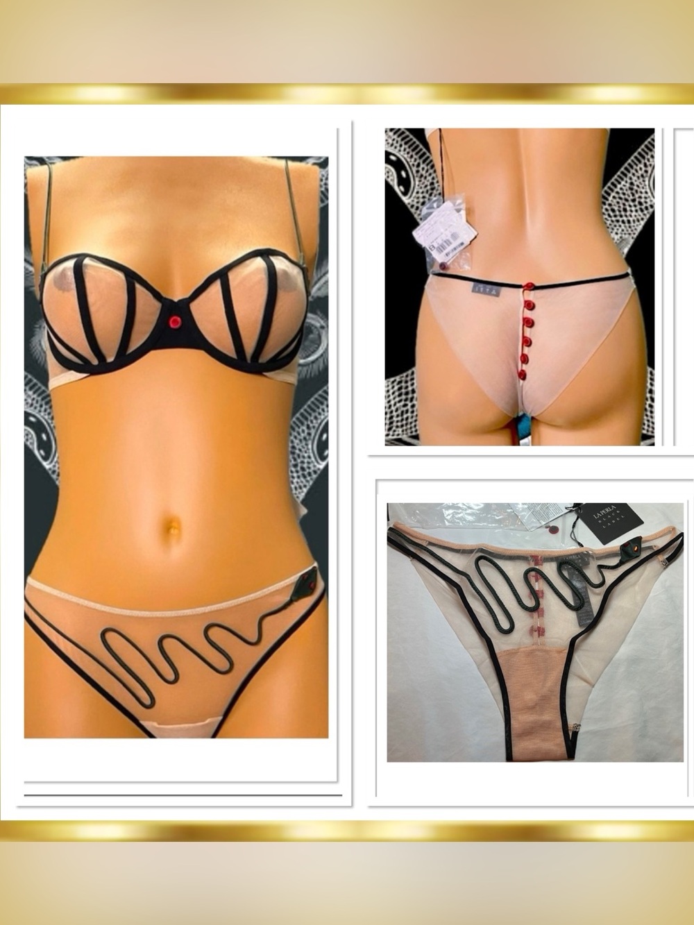 La Perla Black Label Swarowski Crystal Serpent Snake Panty NTW Size ( M-3)